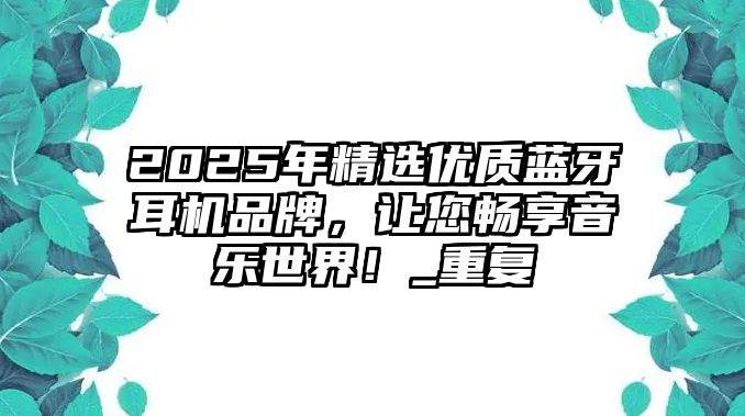 2025年精選優質藍牙耳機品牌，讓您暢享音樂世界！_重復