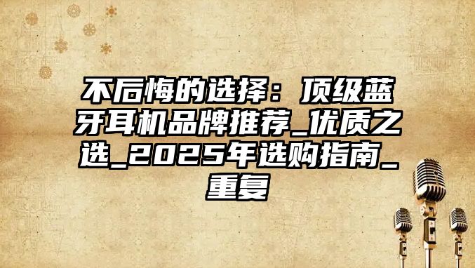 不后悔的選擇：頂級藍牙耳機品牌推薦_優質之選_2025年選購指南_重復