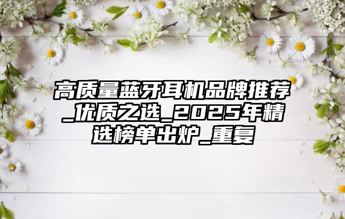 高質量藍牙耳機品牌推薦_優質之選_2025年精選榜單出爐_重復